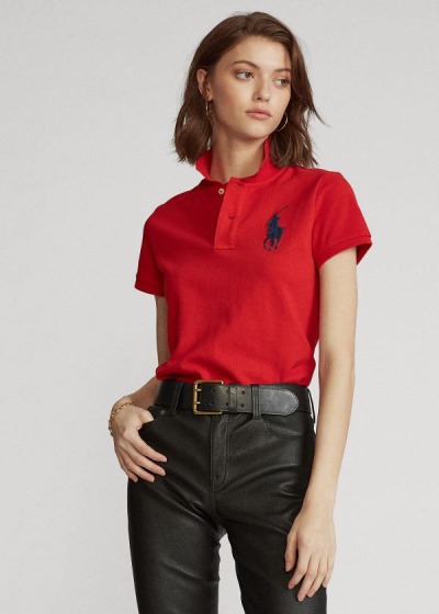 Camisa Polo Polo Ralph Lauren Mujer Rojos - Skinny Fit Big Pony - CXIKG8750